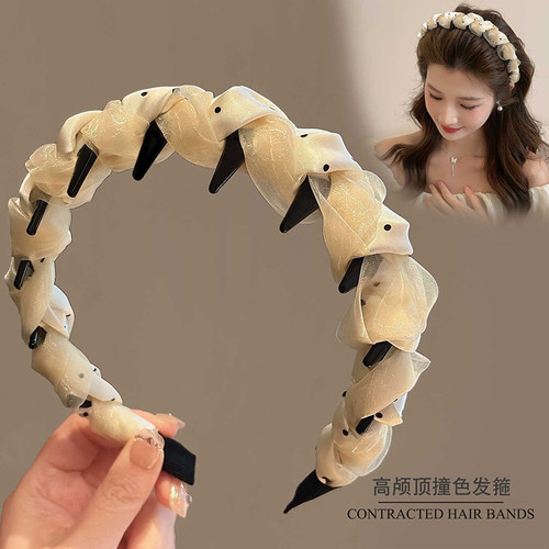 高级感缎面扭结波点发箍