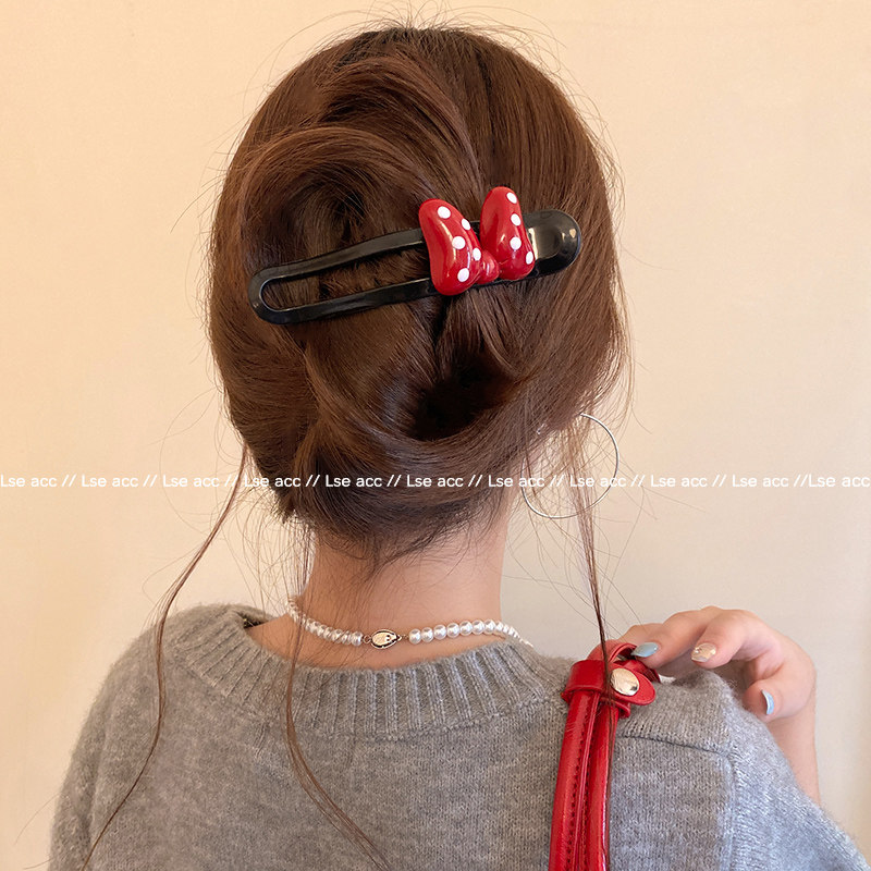 气质红色蝴蝶结后脑勺发夹鸭嘴夹女高级感2025新款一字夹盘发抓夹,饰品/流行首饰/时尚饰品新,发饰,淘宝优惠券,粉丝福利购,淘宝优惠卷