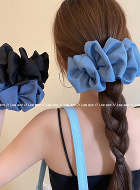 夏日限定~蓝色牛仔泡泡云朵鸭嘴夹超仙发量加大号后脑勺横夹头饰