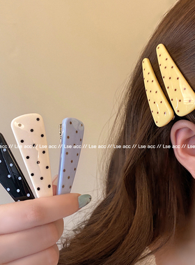 韩系奶酪黄色波点鸭嘴夹女简约百搭刘海夹发夹可爱清新一字夹新款