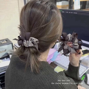 韩系小众编织蝴蝶结大肠发圈女款显发量丸子头发绳高级感马尾头绳