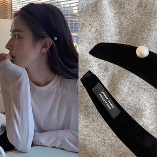 秋冬丝绒珍珠海绵压发箍女款2025新款高颅顶日常外戴头箍发卡头饰