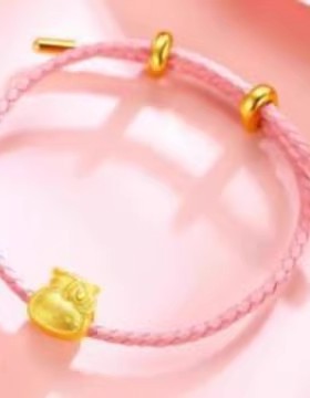 香港雪禧可爱kt猫金包银手链女福袋幸运小钱袋转运珠手绳送礼物