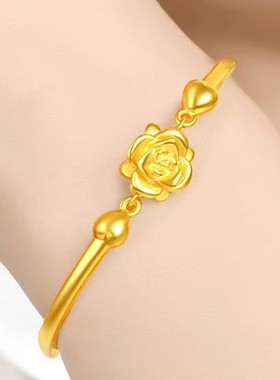 香港雪禧玫瑰花金包银手链时尚设计精致手环轻奢高级感送女友礼物