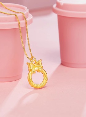 在逃公主金包银平安扣挂坠吊坠蝴蝶结项链挂件节日送女友老婆礼物