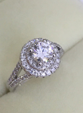 福大生钻石女戒指18K白金70分H求婚钻戒女天然钻石定制生日礼物