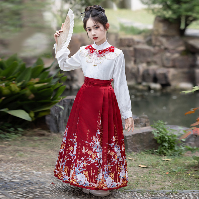 女童马面裙儿童古装中国风秋冬款汉服套装唐装红色新中式2026新款,童装/婴儿装/亲子装,汉服,淘宝优惠券,粉丝福利购,淘宝优惠卷
