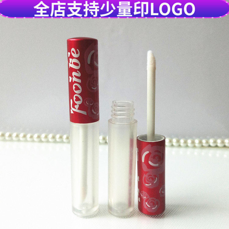 铝盖红色玫瑰花唇釉管唇彩空管4ML DIY分装瓶磨砂染唇液空瓶包材