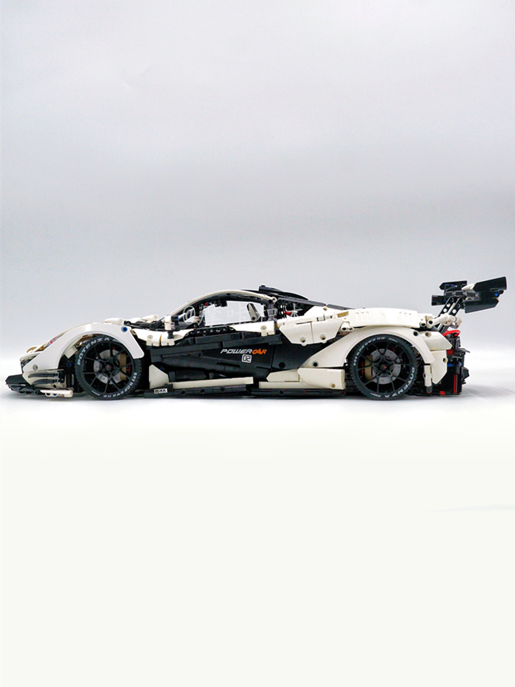 Suitable for Lego McLaren P1 bricks, white goddess sports car, modified electric door, rear wing, remote control, large model toys