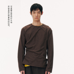 型纱粒肌理长袖 可束腰X版 T恤 26SS高级Y型流线抗皱上衣 NORYBRAND