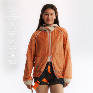 NORYBRAND 双面穿菱雪绒保暖夹克 拼接色连帽通勤户外上衣外套