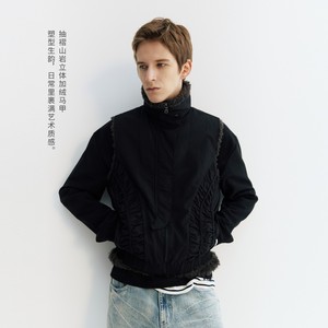 NORYBRAND 时尚抽褶结构座山雕加绒马冬季新款立领毛绒保暖上衣