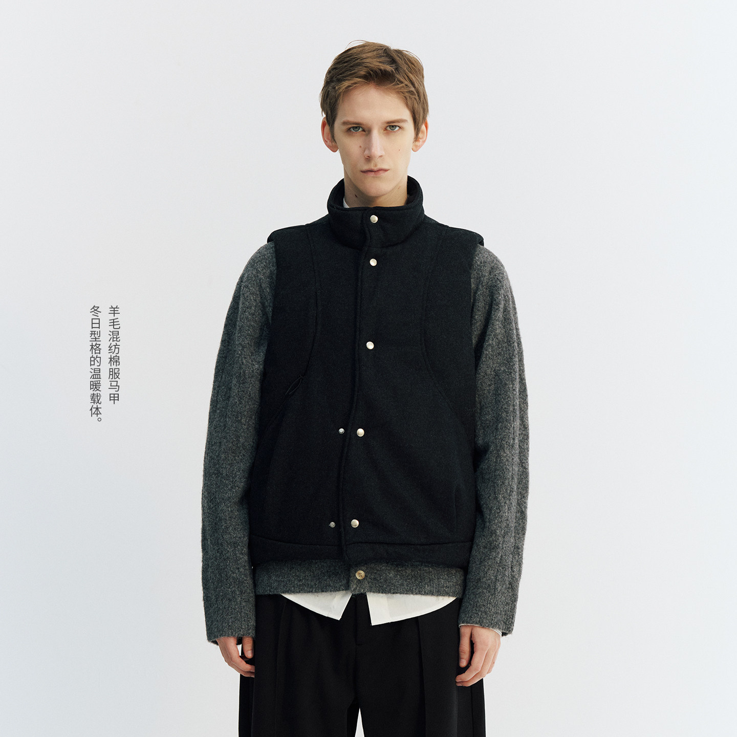 NORYBRAND 羊毛混纺隐藏拉袋保暖棉服马甲秋冬新款时尚无袖上衣,男装,常规马甲,淘宝优惠券,粉丝福利购,淘宝优惠卷