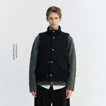 NORYBRAND 羊毛混纺隐藏拉袋保暖棉服马甲秋冬新款时尚无袖上衣