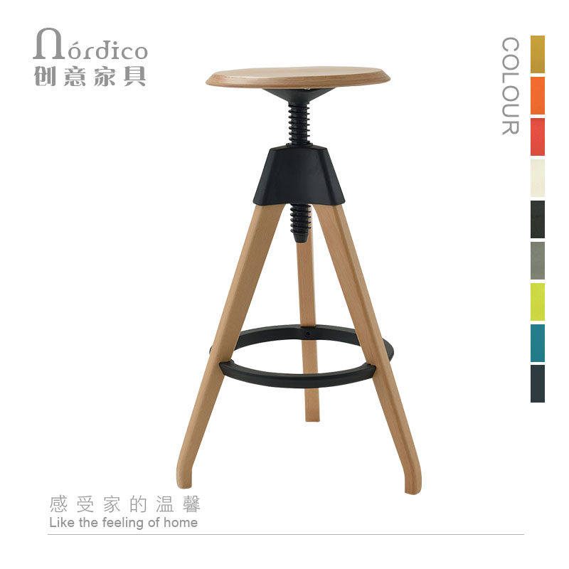 北欧创意简约现代休闲吧凳实木洽谈凳复古吧凳升降吧凳酒吧椅高脚在类目 住宅家具, 设计师家具（NEW）, 椅子中 - 来自Buy2taobao.com提供专业的淘宝代购服务