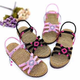 亲子款夏季女式儿童居家平底凉拖鞋手工勾编织成品室内外DIY材料