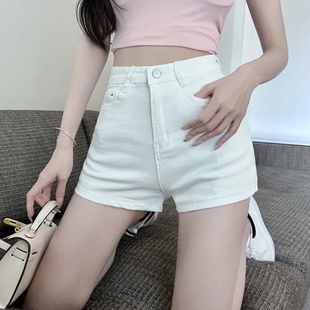 简约短裤 牛仔短裤 美式 高腰显瘦弹力紧身辣妹包臀直筒热裤 子 女夏季
