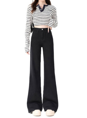 慵懒风黑色显瘦微喇牛仔裤女2026年夏季新款高腰修身百搭马蹄裤潮