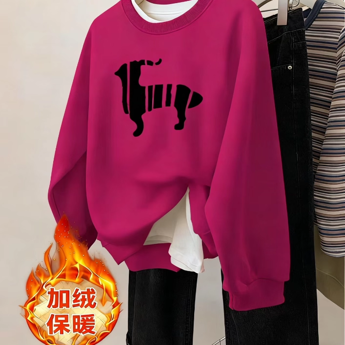 火龙果色正肩高级感超好看卫衣女款2025新款秋冬季韩版宽松上衣女