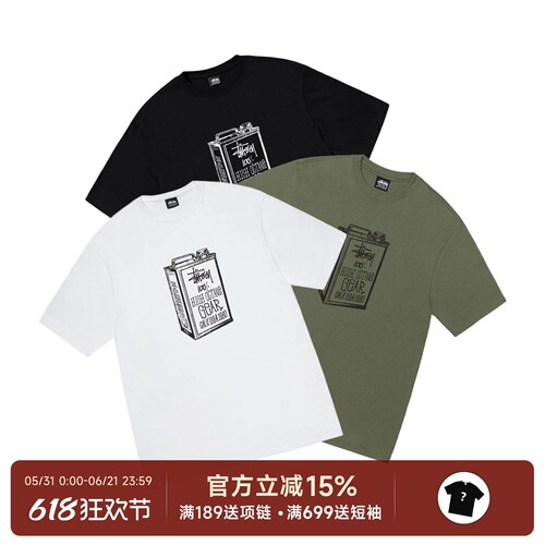 正品现货Stussy High Octane 25SS新款素描汽油桶印花短袖T恤男女