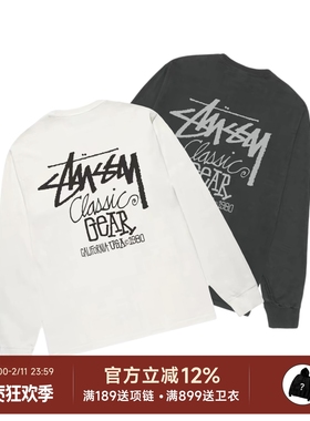 阿伦777 Stussy Classic Gear LS Tee 25FW水洗螺纹长袖T恤男女