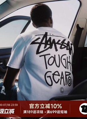 正品现货Stussy 24SS Tough Gear丝网印刷涂鸦字母logo短袖T恤男