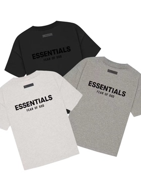 阿伦777 Fear of God FOG Essentials 22SS植绒背标双标短袖T恤男