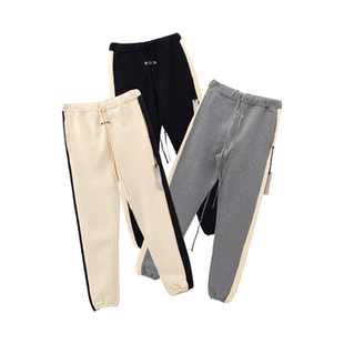 God Essentials FW19撞色侧边条加绒束脚裤 阿伦777 长裤 Fear