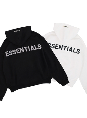 阿伦777 Fear Of God FOG Essentials 19FW反光3M字母卫衣连帽衫