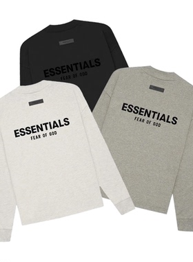 阿伦777 Fear of God Essentials FOG 22SS植绒背标双标长袖T恤男