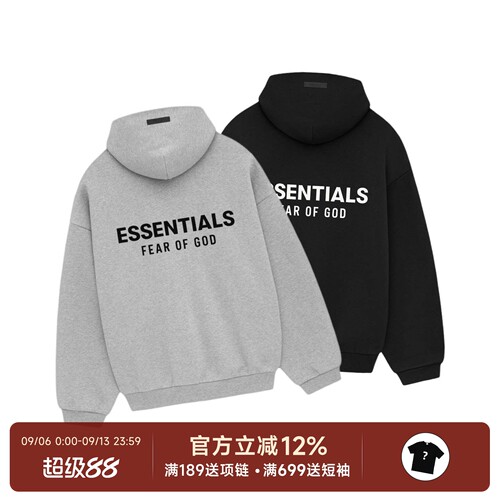 正品现货 Fear of God Essentials 24Fall Holiday加绒卫衣帽衫男