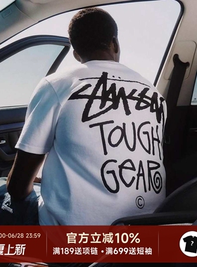 正品现货Stussy 24SS Tough Gear丝网印刷涂鸦字母logo短袖T恤男