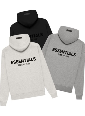 阿伦777 Fear Of God Essentials 22SS植绒背标双标卫衣连帽衫男