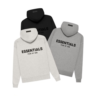 22SS植絨背標雙標衛(wèi)衣連帽衫 阿倫777 男 Essentials God Fear