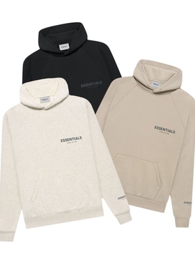 阿伦777 Fear of God Essentials 21FW反光字母logo加绒卫衣帽衫