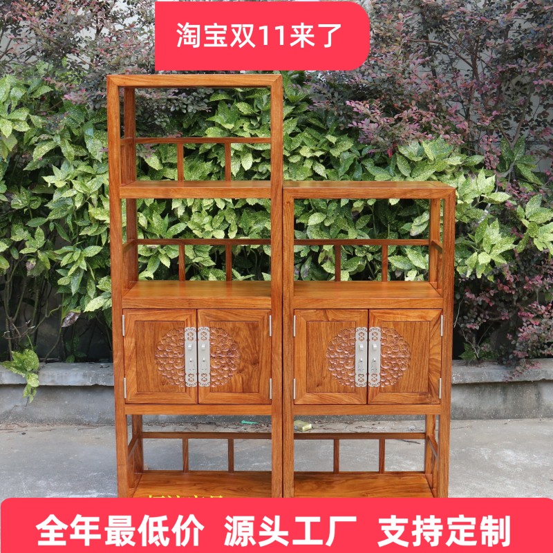 京瓷家具 置物架隔断大果紫檀多宝阁 红木博古架实木新中式展示架
