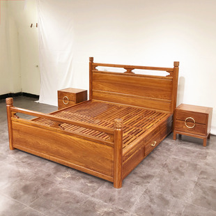 刺猬紫檀双人床红木家具实木双人床床头柜卧室家具厂家直销 新中式