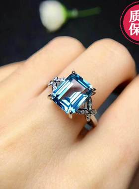 925银电镀天然蓝宝石显肤白戒指