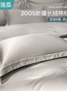 200支长绒棉枕套一对装100全棉枕头套单个枕芯内胆套灰色48x74cm