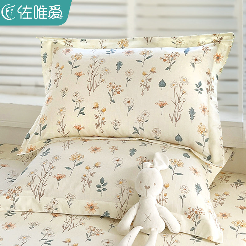 加厚全棉纯棉老粗布枕套一对装