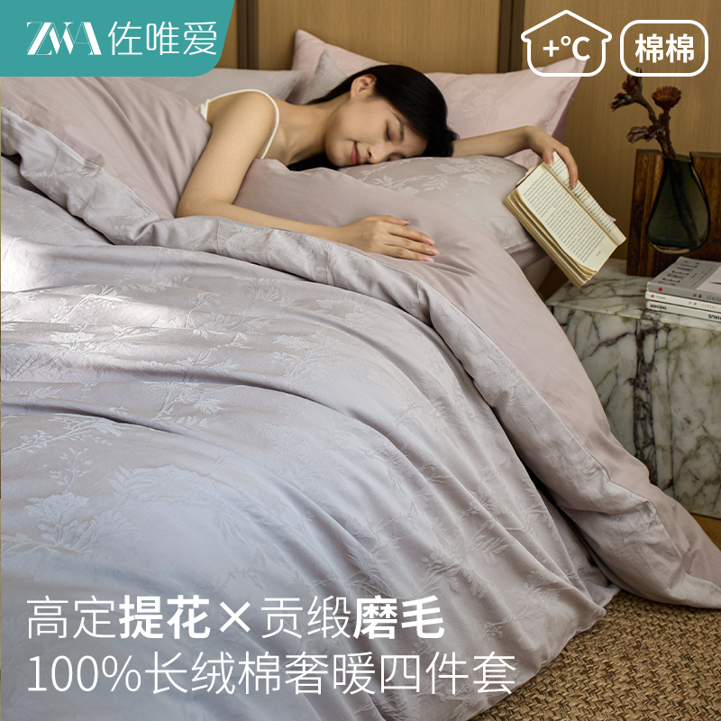 高级A类磨毛提花亲肤纯棉四件套