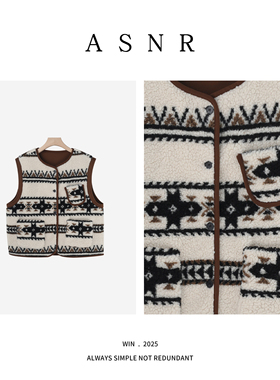 BRAID丨 衣长60 YY同款费尔岛风条纹提花羊羔毛马甲  5C56