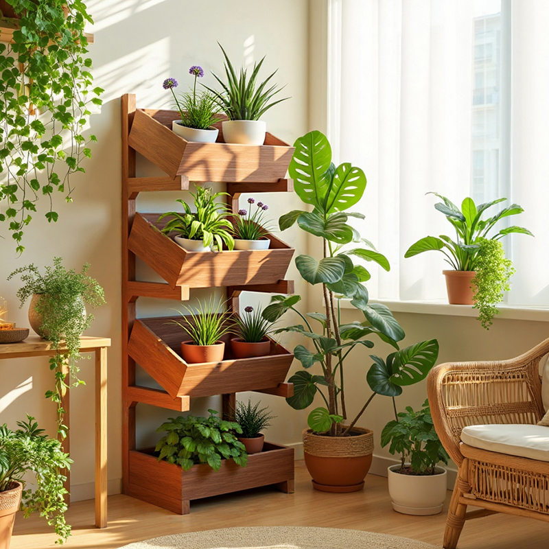 2025新款中古风阳台蝴蝶兰专用花架子客厅墙角转角靠墙木质植物架