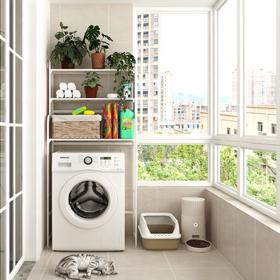 2025新款创意阳台铁艺花架子客厅落地式洗衣机上方多层植物置物架