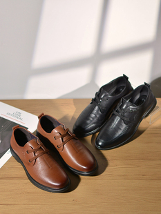 多邦迪尔低帮系带日常休闲皮鞋男士春秋青年透气男鞋牛皮商务鞋子