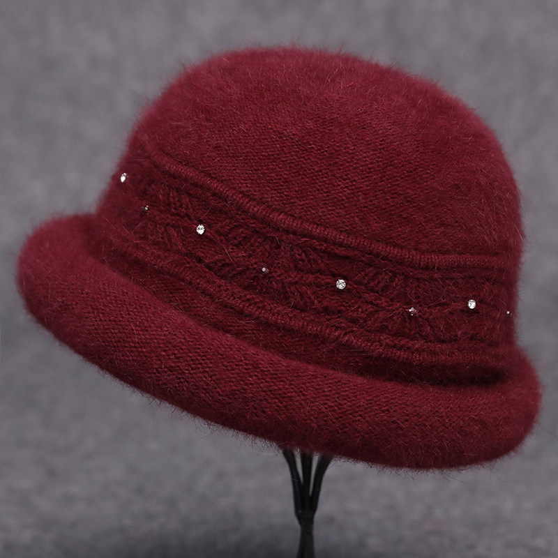 中老年人帽子女冬季保暖毛线帽