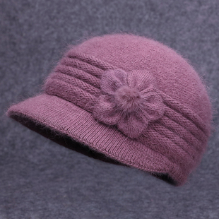 中老年人妈妈毛线保暖帽秋冬季老人帽子女奶奶老太太棉帽冬天围巾