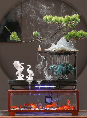 办公桌面流水摆件喷泉养鱼缸装饰