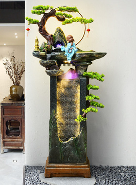 中式禅意假山田园流水喷泉景观