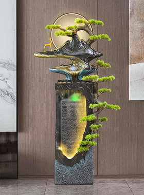 招财流水摆件创意玄关家居中式喷泉客厅加湿办公室开业礼品循环水